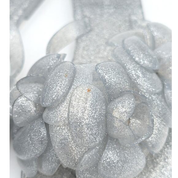 Jeffrey Campbell Fleuris Jelly Flip Flop Thong Sandal Silver Size US8 EU39 - Picture 7 of 8